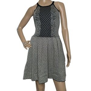 Parker glitter black gold stretchy holiday dress small